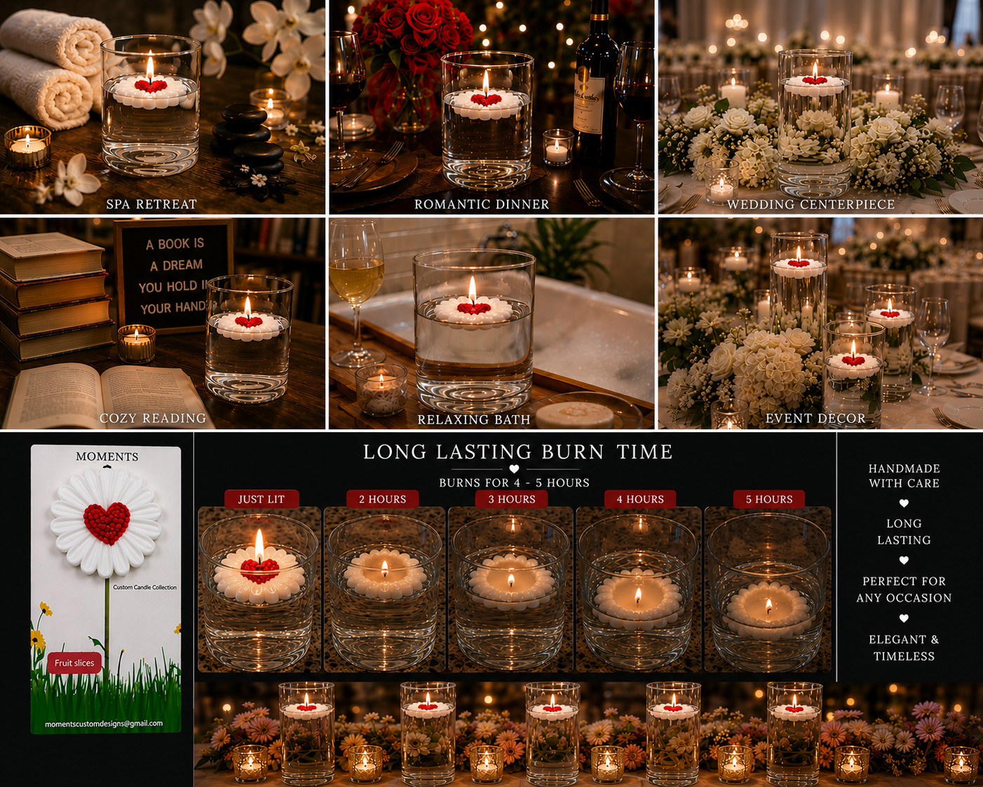 Sunflower Heart Mini Floating Event Gift Candles – 12 Pack