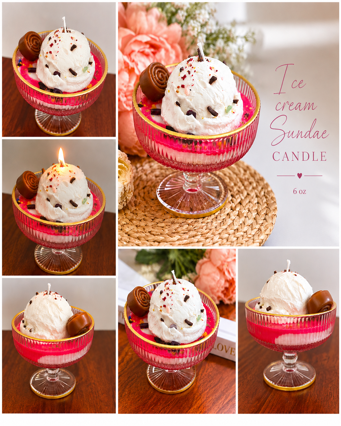 Ice Cream Sundae Luxury Dessert Candle – 6 oz