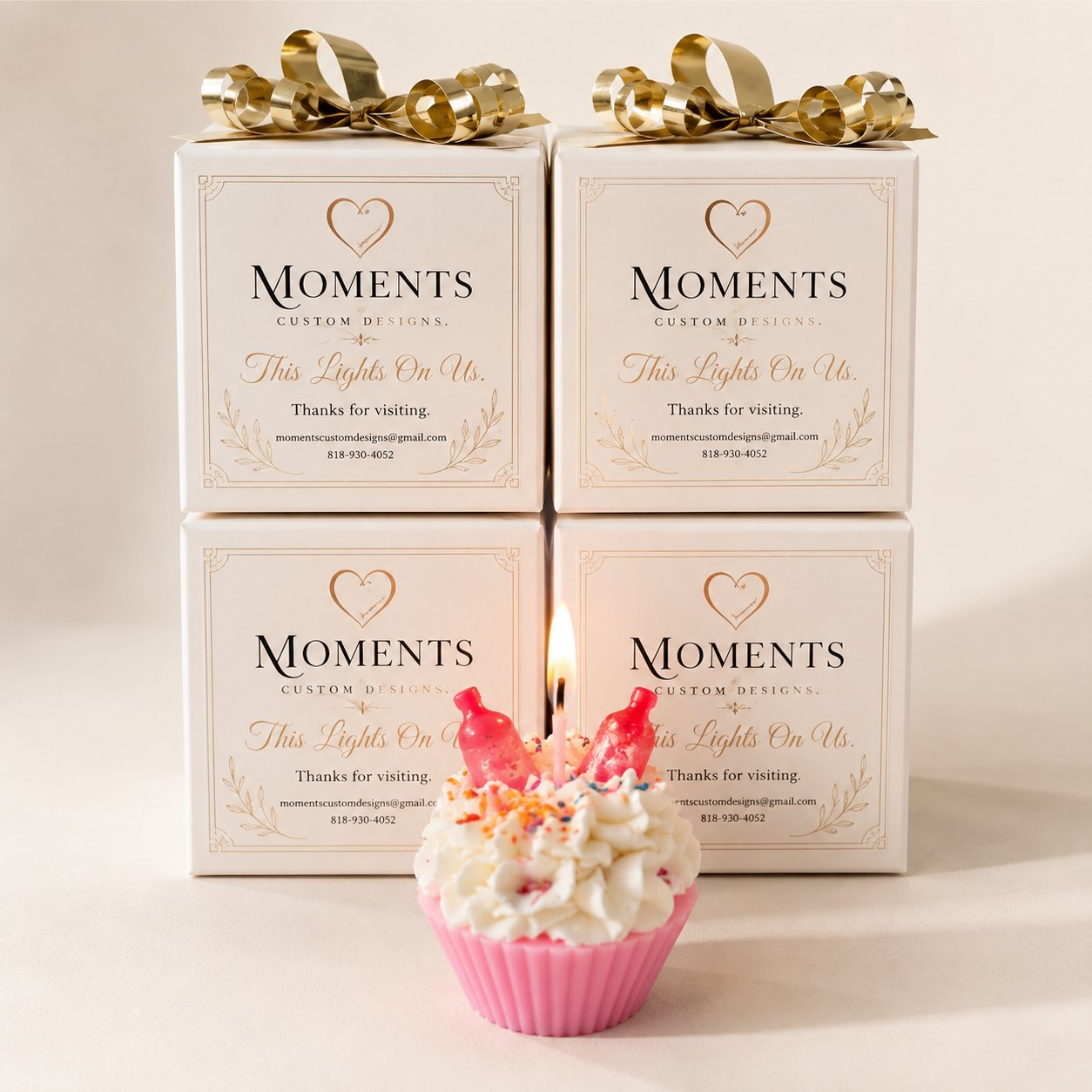 Custom Cupcake Dessert Candles – Set of 4