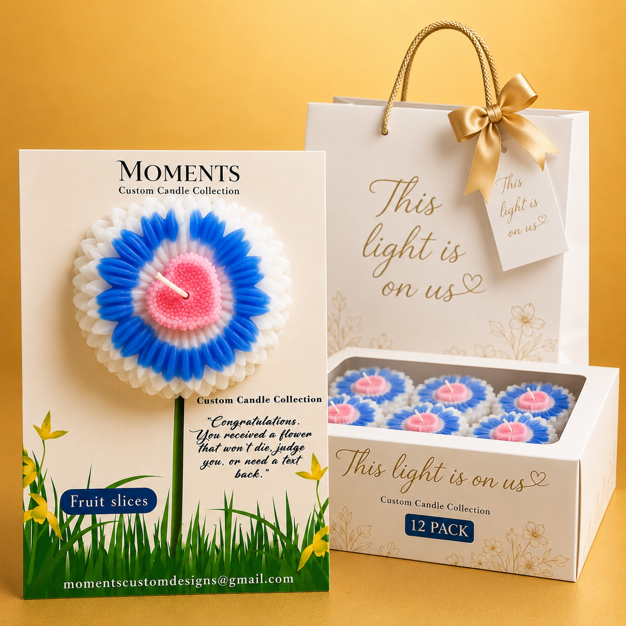 Sunflower Heart Mini Floating Event Gift Candles – 12 Pack